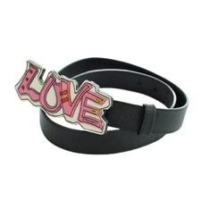 PRADA LOVE Logo Black Leather