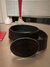 PRADA Black Leather Belt Oval