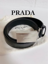PRADA Solid Black Leather Belt